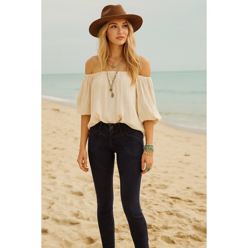 Free People Skinny Jeans Dark Wash Stretch Denim 26